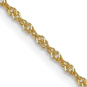 1mm 14K Yellow Gold Polished Solid Singapore Chain Necklace, 20 Inch
